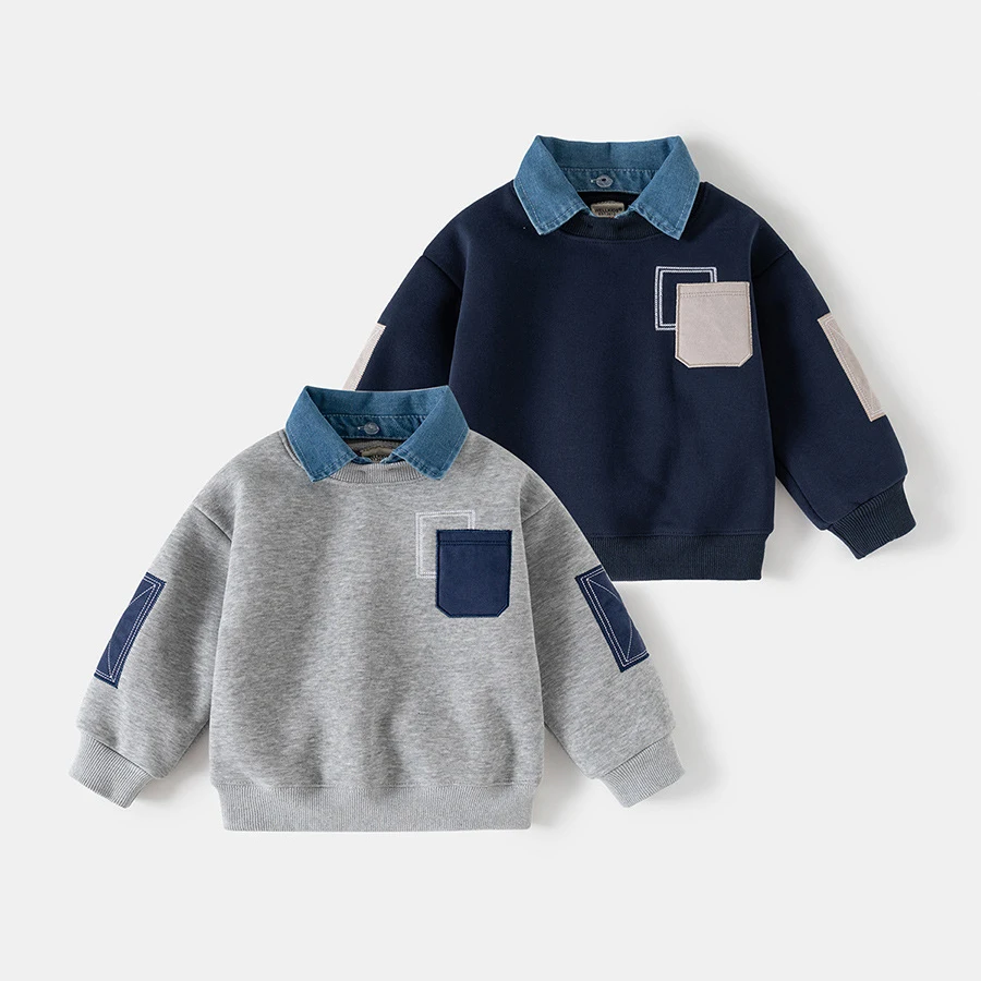 CoolJunior – Warm & stilvoll – Jungenpullover mit Jeanskragen