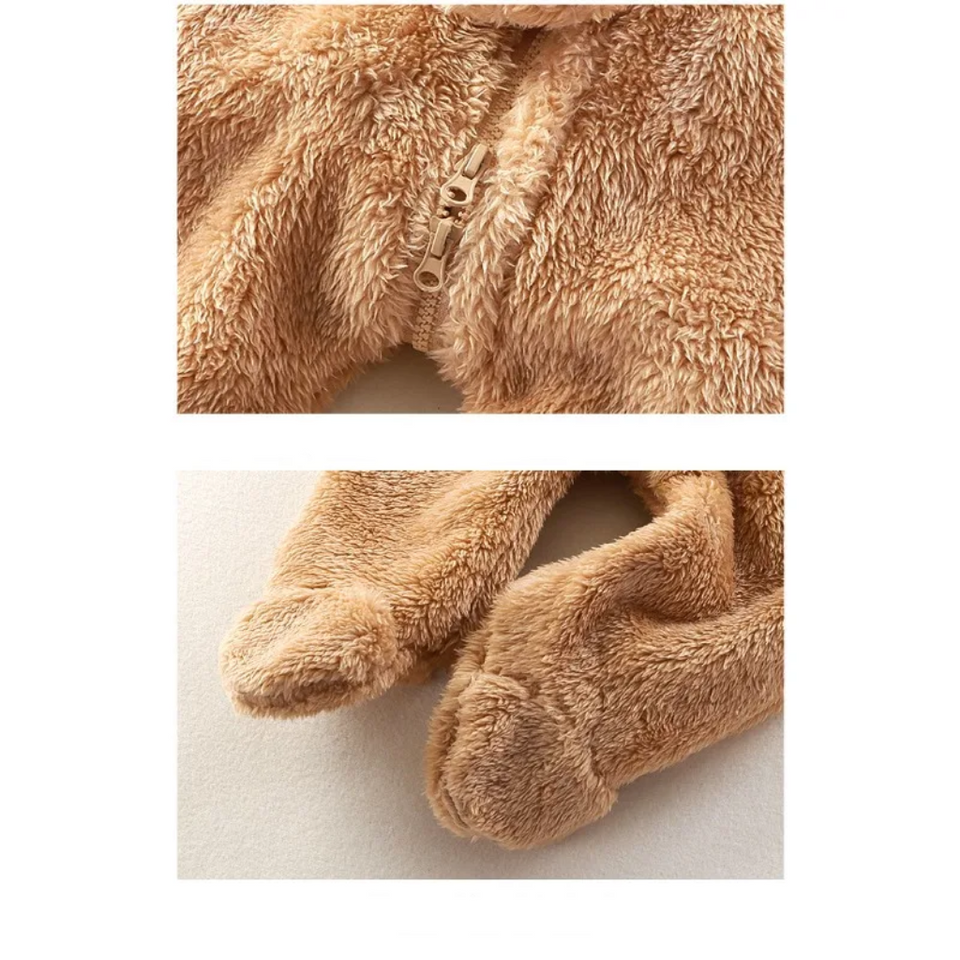 CozyBear – Weich & warm – Baby-Strampler mit Tier-Kapuze