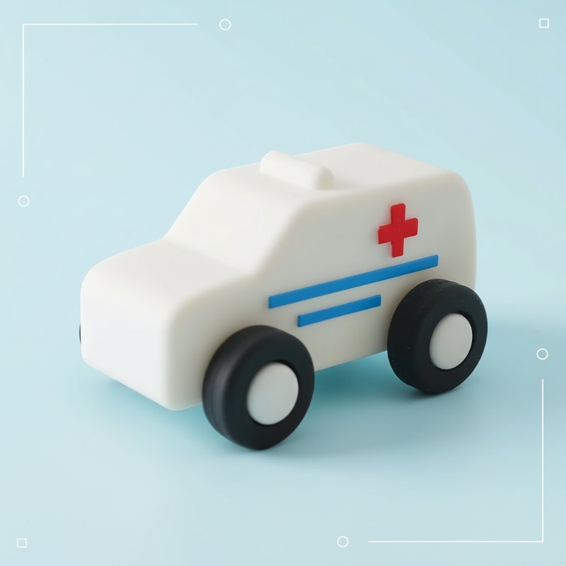 Montessori Silicone Toy Car – Sicher & bissfest – Beißspielzeug aus Silikon in Fahrzeugform