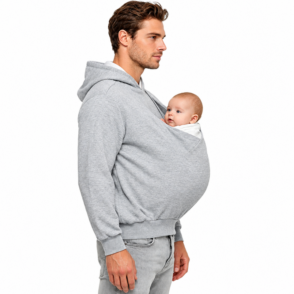 CuddleDad – Bequem & praktisch – Herren-Hoodie mit Baby-Tasche