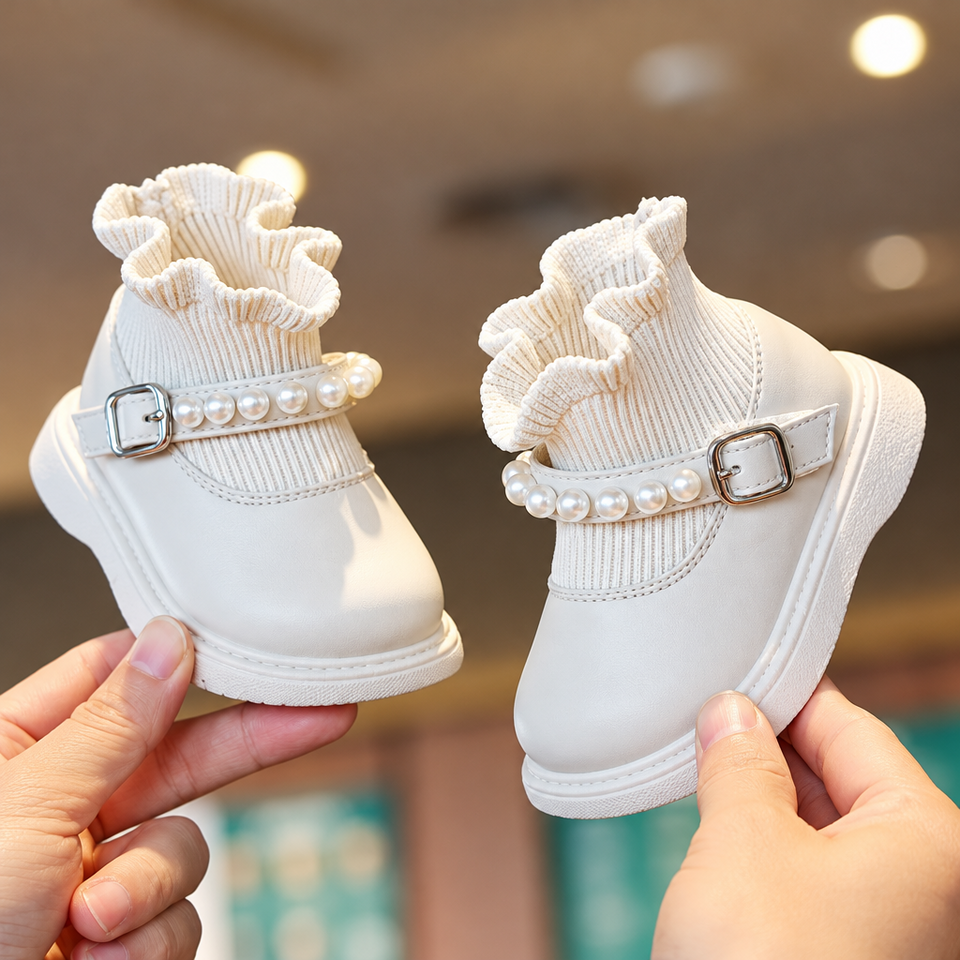 PearlCharm – Elegant & niedlich – Kinder-Stiefeletten mit Perlenverzierung