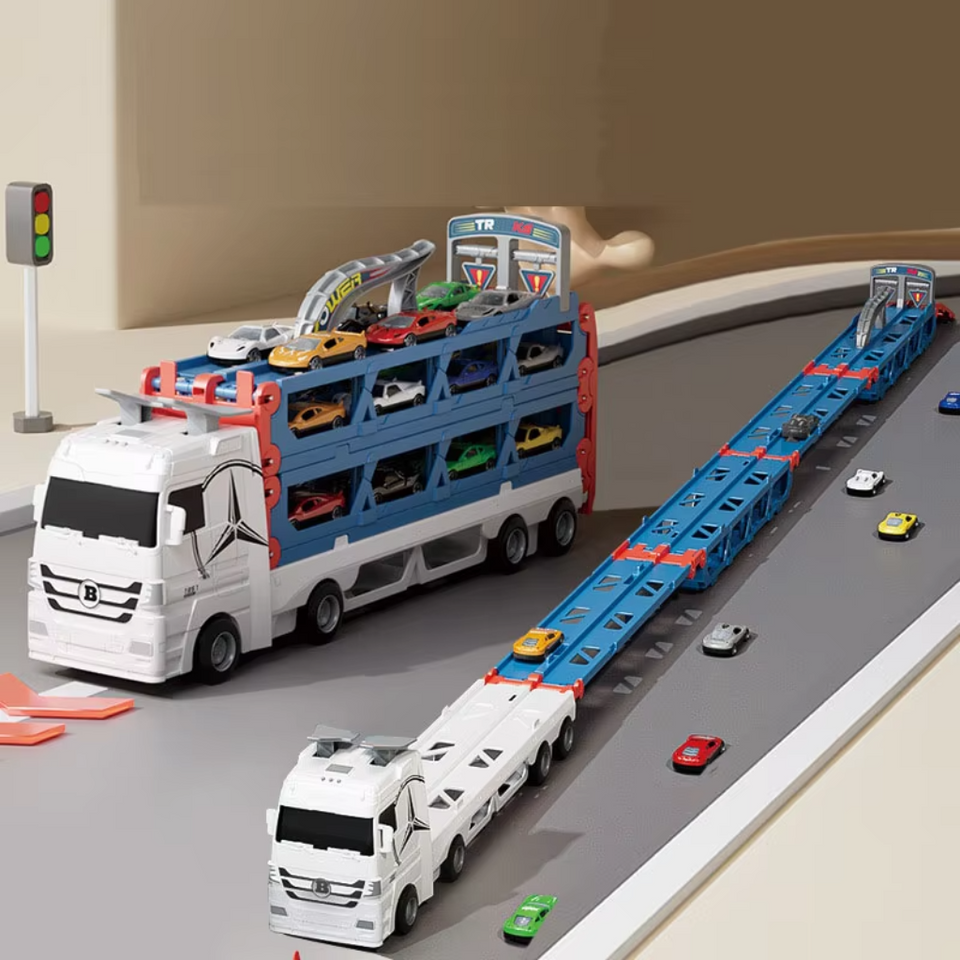 CarHauler – Verspielt & abenteuerlich – Autotransporter-Spielset mit Rennwagen