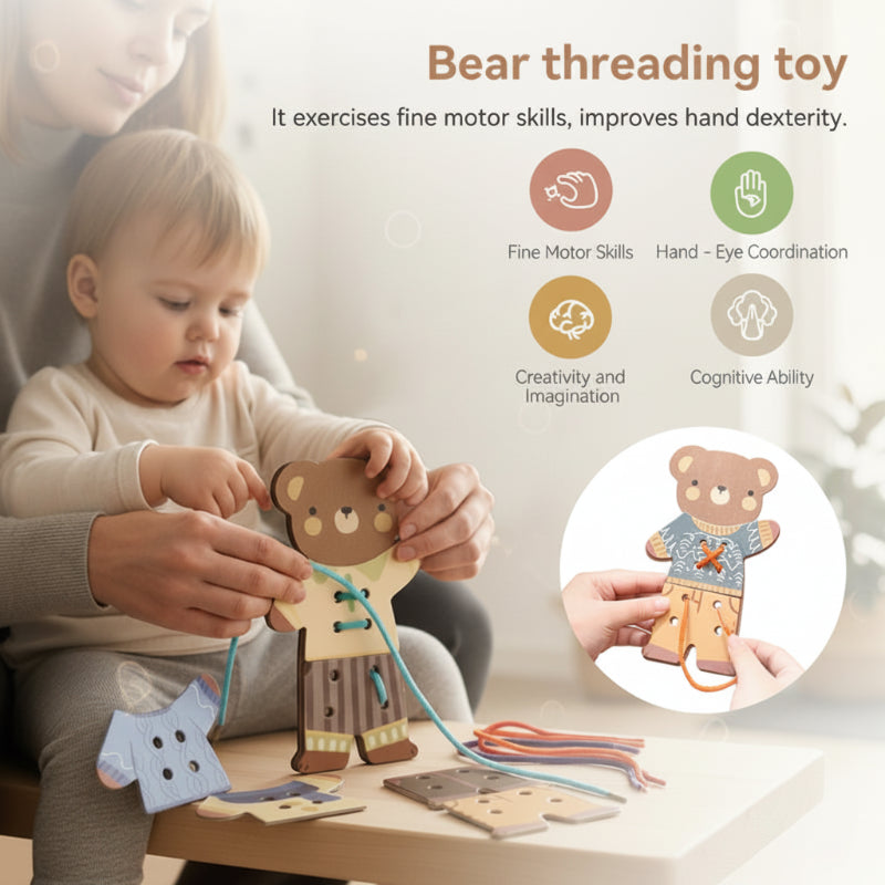 ThreadBear – Niedlich & Lehrreich – Montessori-Fädelspielzeug Bär