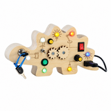 TinyTech – Busy Board aus Holz mit Lichtern und Schaltern – Lernspielzeug