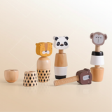 WoodyFriends – Motorik & Spaß – Stapelspielzeug aus Holz in Tierform