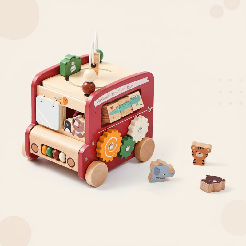 BusyRide – Lehrreich & vielseitig – Montessori-Aktivitätenbus aus Holz
