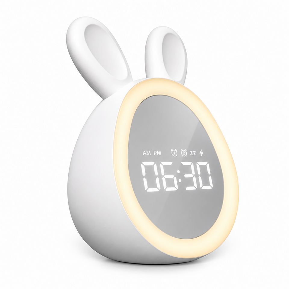 BunnyGlow – Niedlich & praktisch – Digitaler Kinderwecker mit Nachtlicht