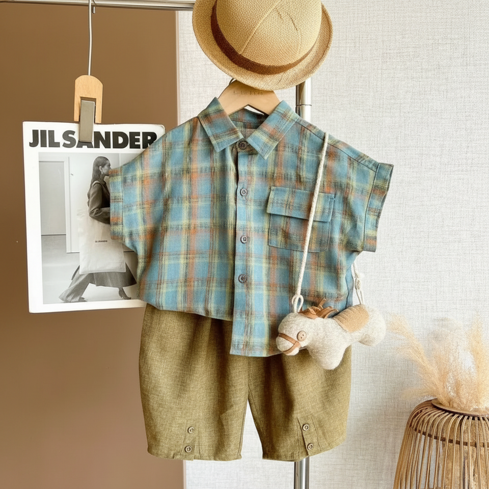 LittleGent – Trendy & Lässig – Set für Jungen mit kariertem Hemd und Shorts