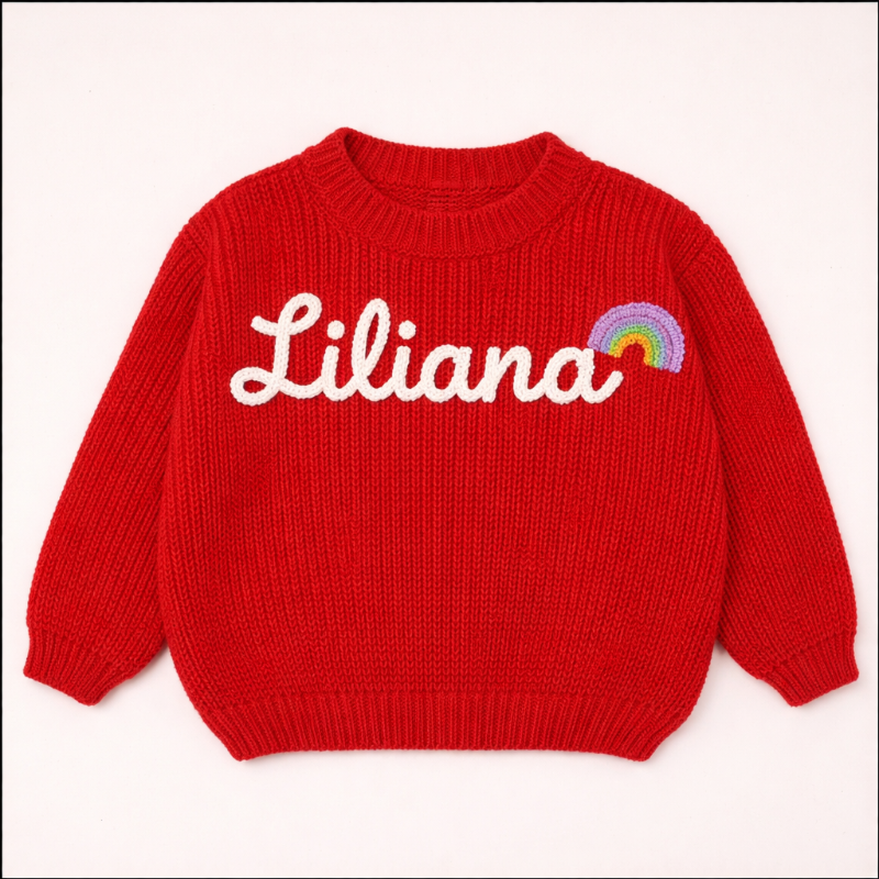 TinyStitch – Personalisierter Strickpullover mit Namen für Kinder