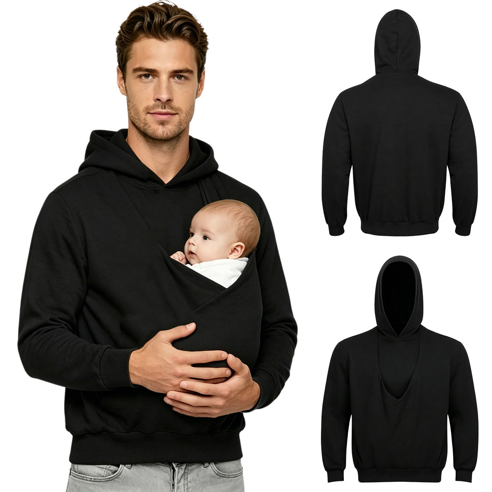 CuddleDad – Bequem & praktisch – Herren-Hoodie mit Baby-Tasche