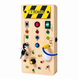 TinyTech – Busy Board aus Holz mit Lichtern und Schaltern – Lernspielzeug