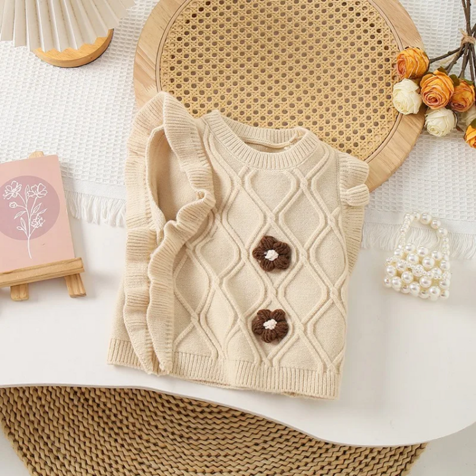 LittlePetal – Süß & bequem – Ärmellose Mädchenweste mit Blumenmuster