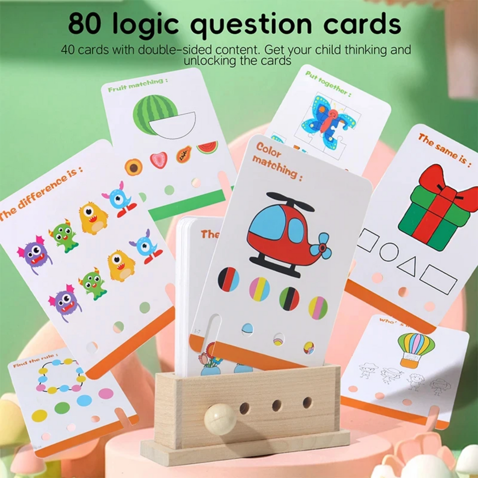 BrainyKids – Logisch & Unterhaltsam – Pädagogisches Kartenspiel aus Holz