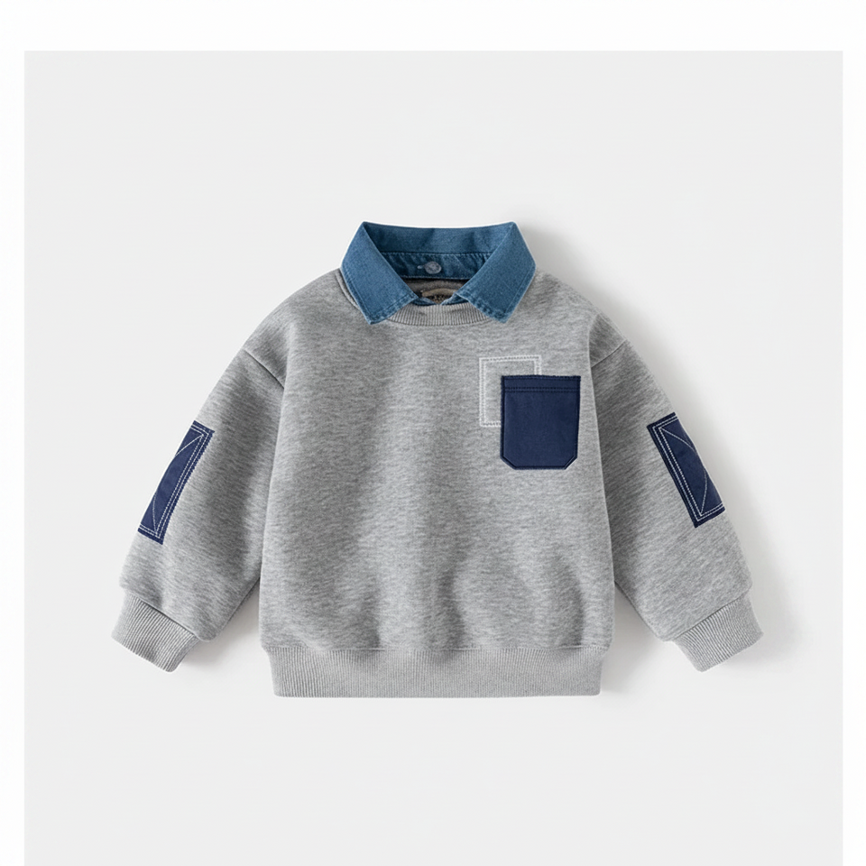CoolJunior – Warm & stilvoll – Jungenpullover mit Jeanskragen