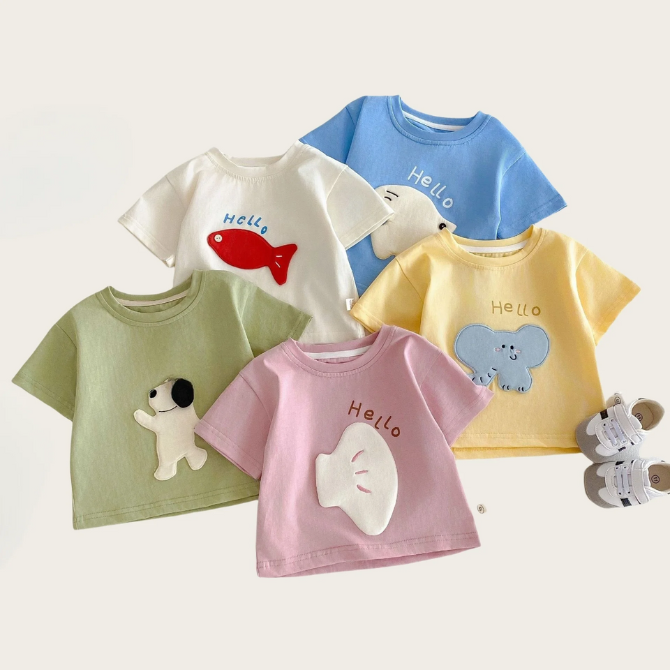 LittlePatch – Cartoon & Spaß  – Kinder-T-Shirt mit Cartoon-Aufnähern