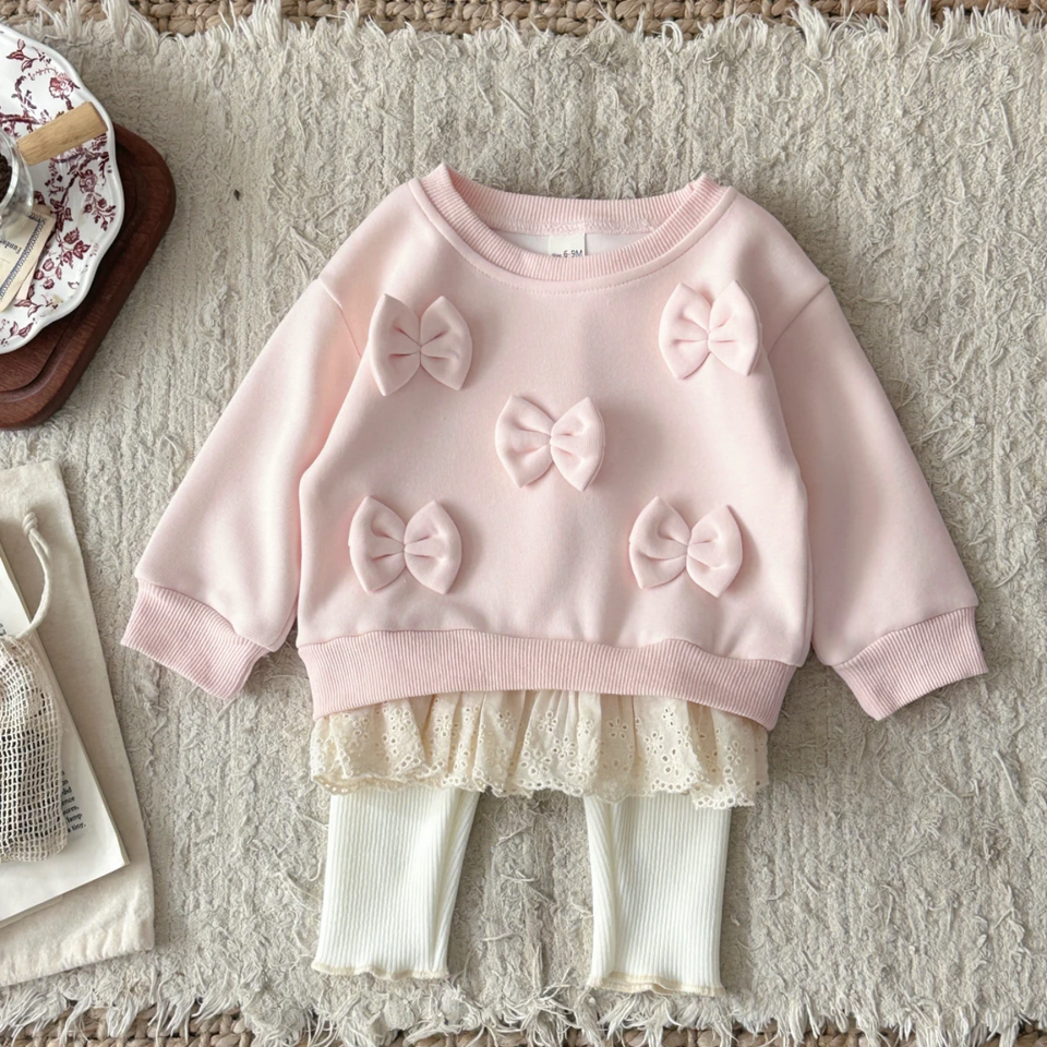 LittleAngel – Weich & stilvoll – Baby-Set mit Pullover und elastischer Hose