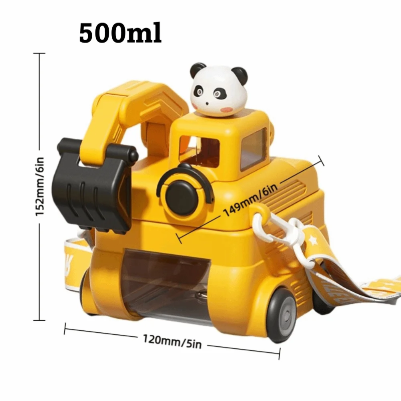 TinyExcavators – Einzigartig & praktisch – Bagger-Trinkflasche mit Strohhalm