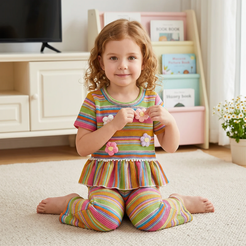 RainbowBloom – Farbenfroh & niedlich – Kinderoutfit „Flower Power“