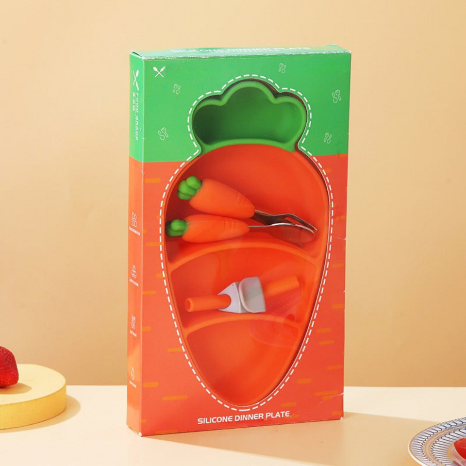 MiniMeal – Sicher & rutschfest – Silikon-Kleinkind-Geschirrset mit Besteck