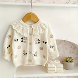 FloraKnit – Warm & modisch – Gestrickte Strickjacke mit Blumenmotiven