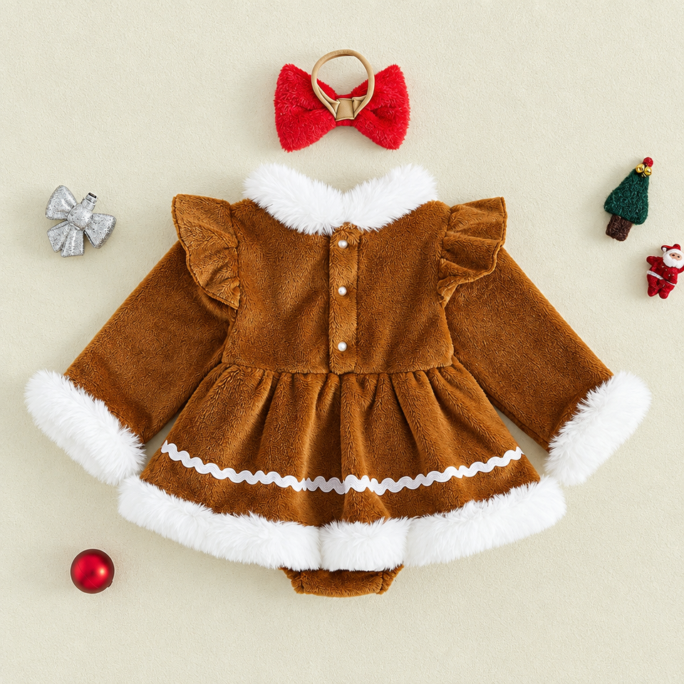 LittleGinger – Warm & festlich – Baby-Weihnachts-Strampler mit Haarband