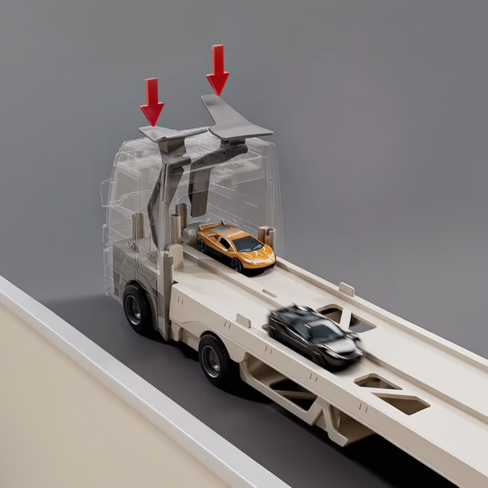 CarHauler – Verspielt & abenteuerlich – Autotransporter-Spielset mit Rennwagen