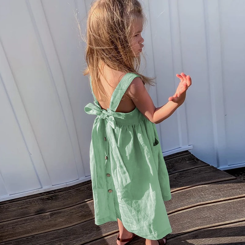 BloomGrace – Niedlich & bequem – Kinderkleid mit Schleife und verstellbaren Trägern