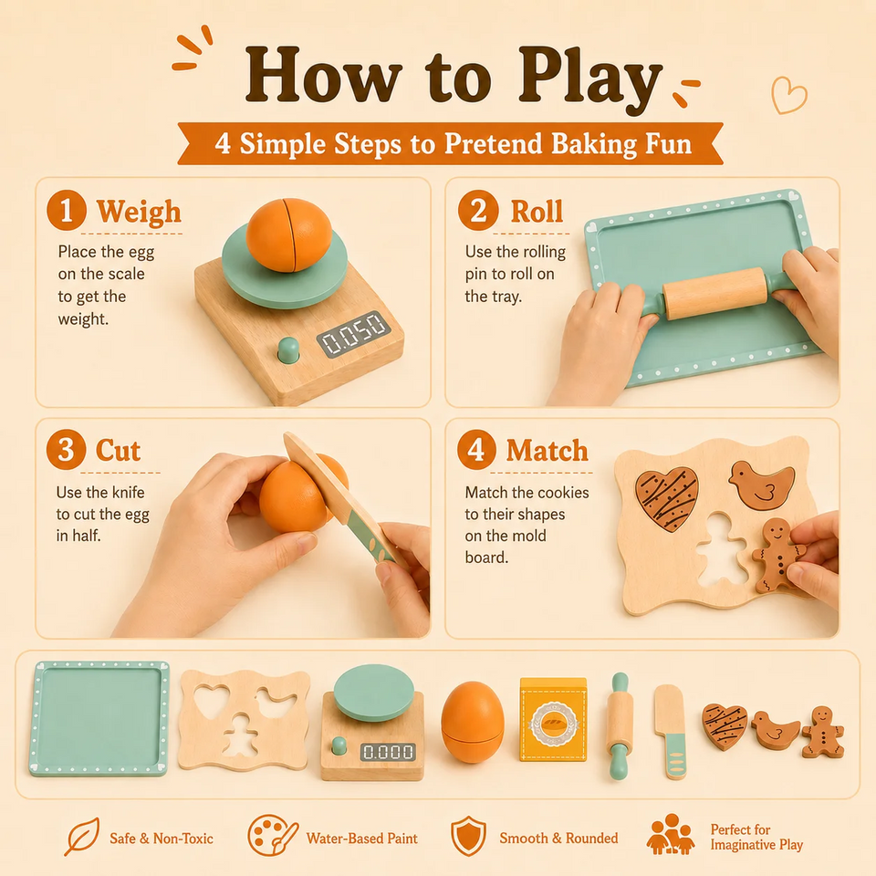 BakeBuddy – Kreativ & Lernfördernd – Holz-Backset als Spielzeug