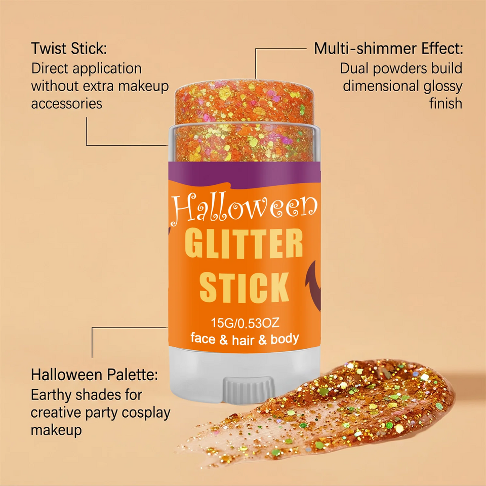 GlitterPop – Funkelnd & festlich – Halloween-Glitzerstift für Gesicht, Haare und Körper