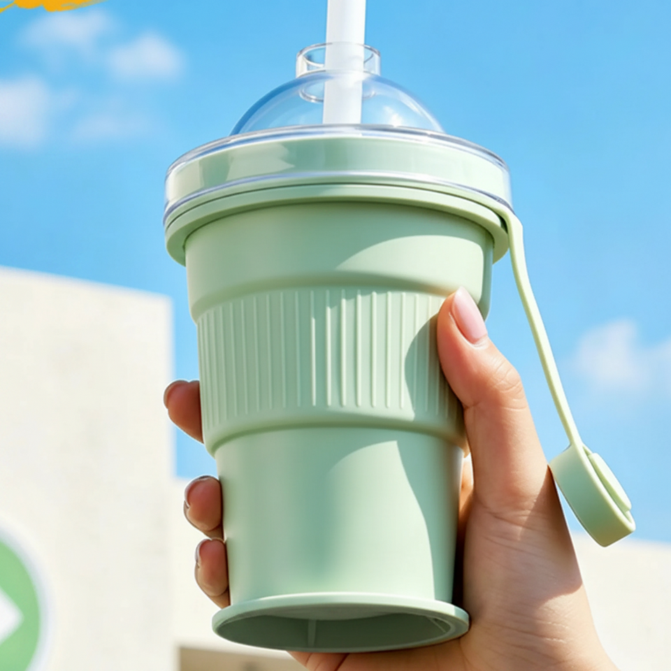 FlexiCup – Praktisch & handlich – Zusammenklappbarer Trinkbecher aus Silikon