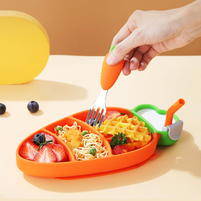 MiniMeal – Sicher & rutschfest – Silikon-Kleinkind-Geschirrset mit Besteck