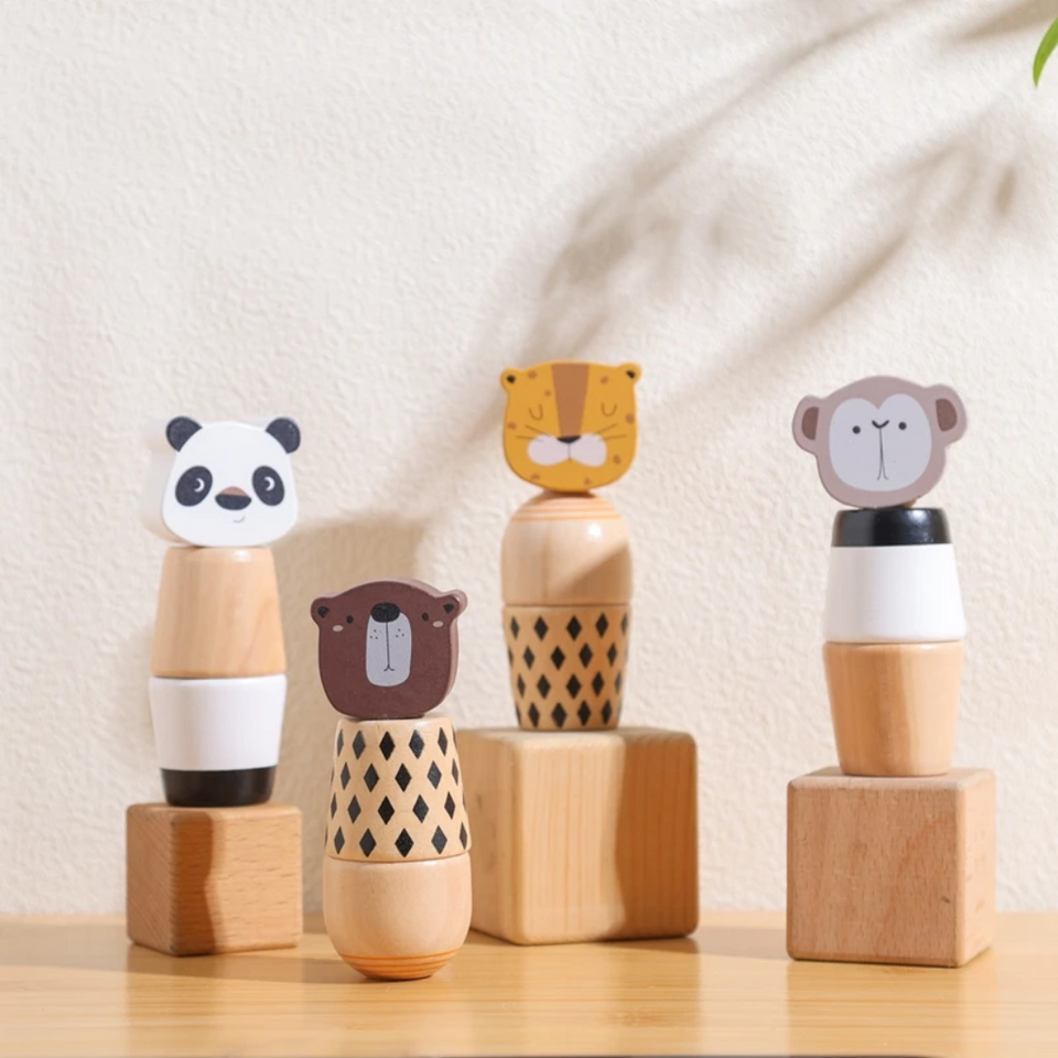 WoodyFriends – Motorik & Spaß – Stapelspielzeug aus Holz in Tierform