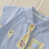 KiddoStyle – Niedlich & weich – Kinder-Jumpsuit mit Krawatte und Aufnäher