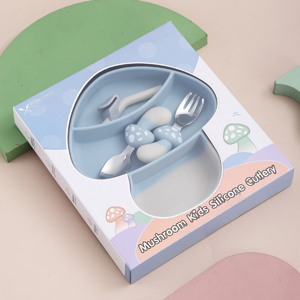 MiniMeal – Sicher & rutschfest – Silikon-Kleinkind-Geschirrset mit Besteck