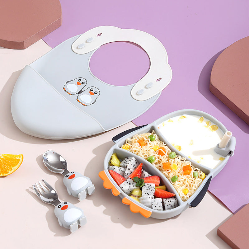 MiniMeal – Sicher & rutschfest – Silikon-Kleinkind-Geschirrset mit Besteck