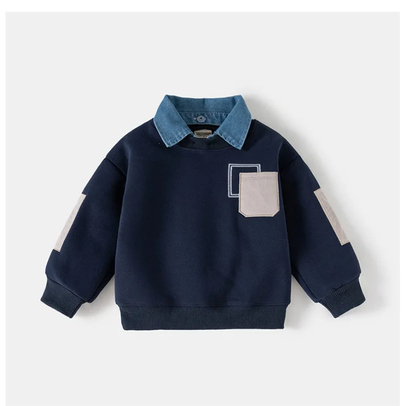 CoolJunior – Warm & stilvoll – Jungenpullover mit Jeanskragen