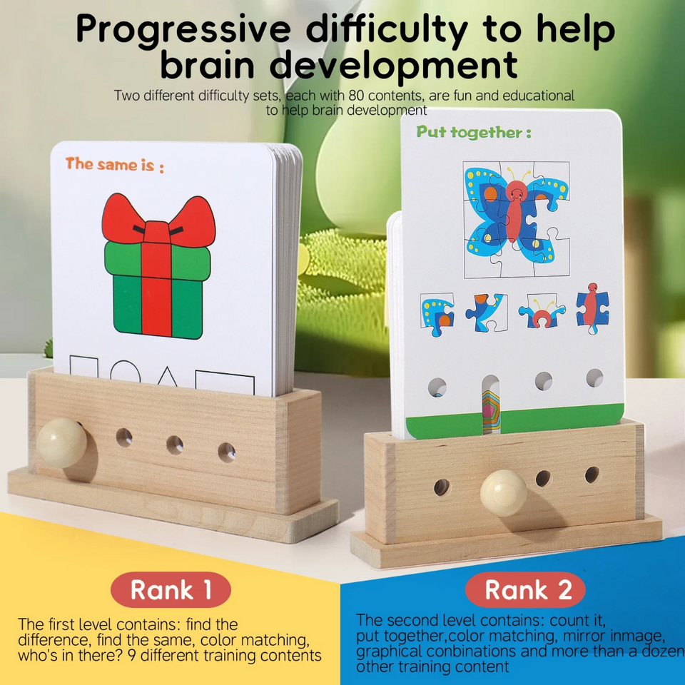 BrainyKids – Logisch & Unterhaltsam – Pädagogisches Kartenspiel aus Holz