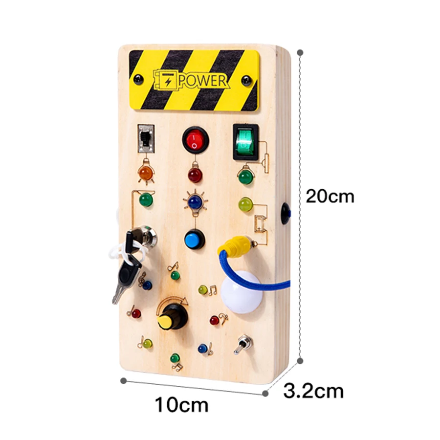 TinyTech – Busy Board aus Holz mit Lichtern und Schaltern – Lernspielzeug