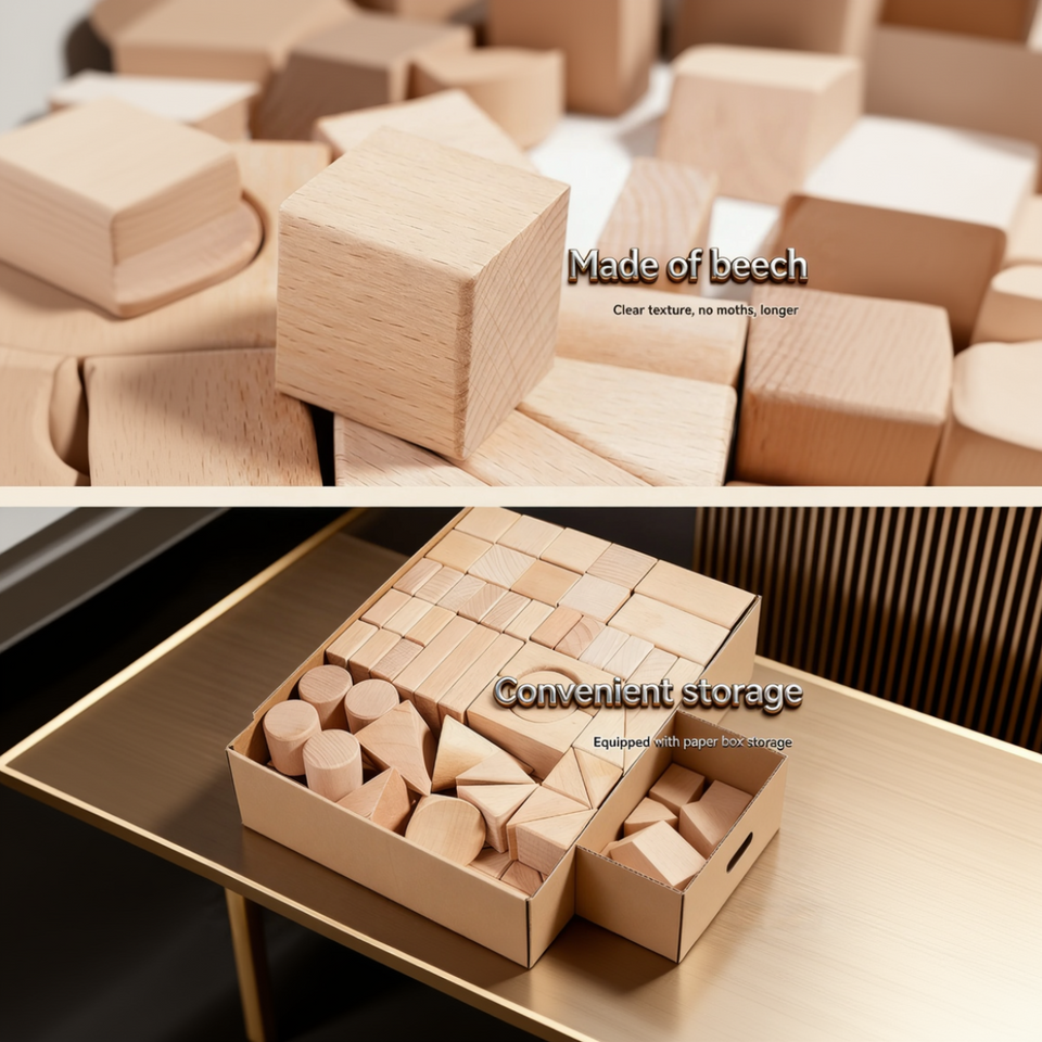BlockyFun – Kreativ & Lernfördernd – 100-teiliges Holzbauklötze-Set