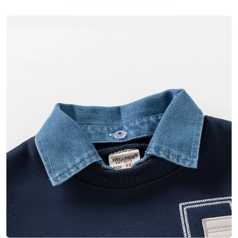 CoolJunior – Warm & stilvoll – Jungenpullover mit Jeanskragen