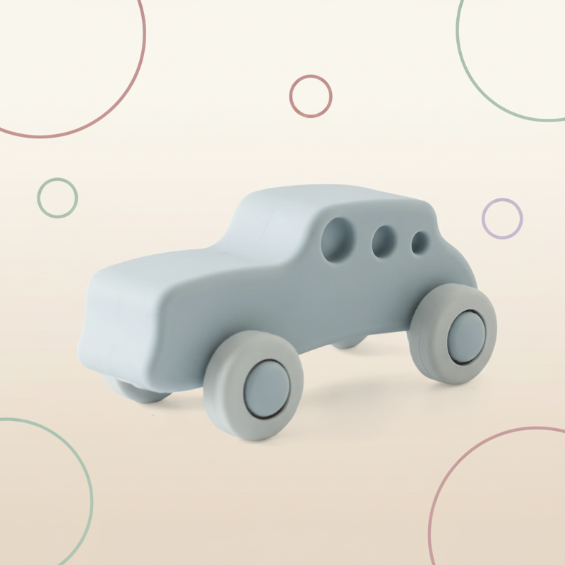 Montessori Silicone Toy Car – Sicher & bissfest – Beißspielzeug aus Silikon in Fahrzeugform