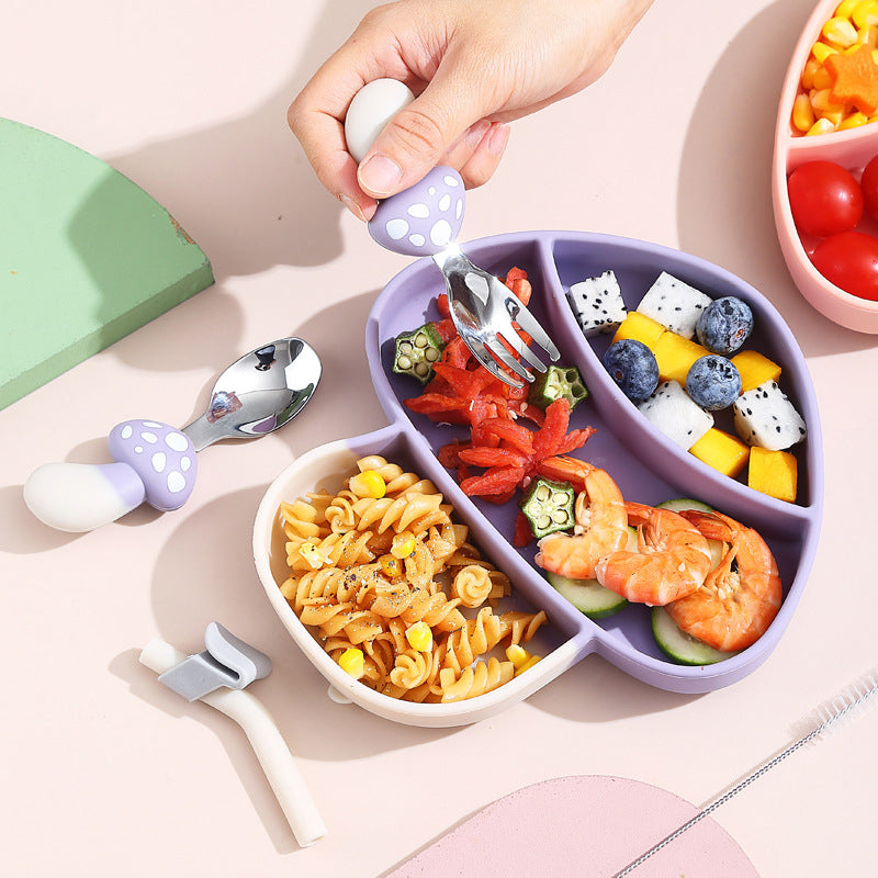 MiniMeal – Sicher & rutschfest – Silikon-Kleinkind-Geschirrset mit Besteck