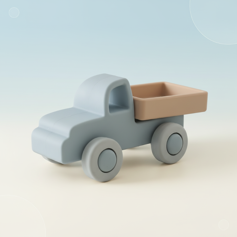 Montessori Silicone Toy Car – Sicher & bissfest – Beißspielzeug aus Silikon in Fahrzeugform