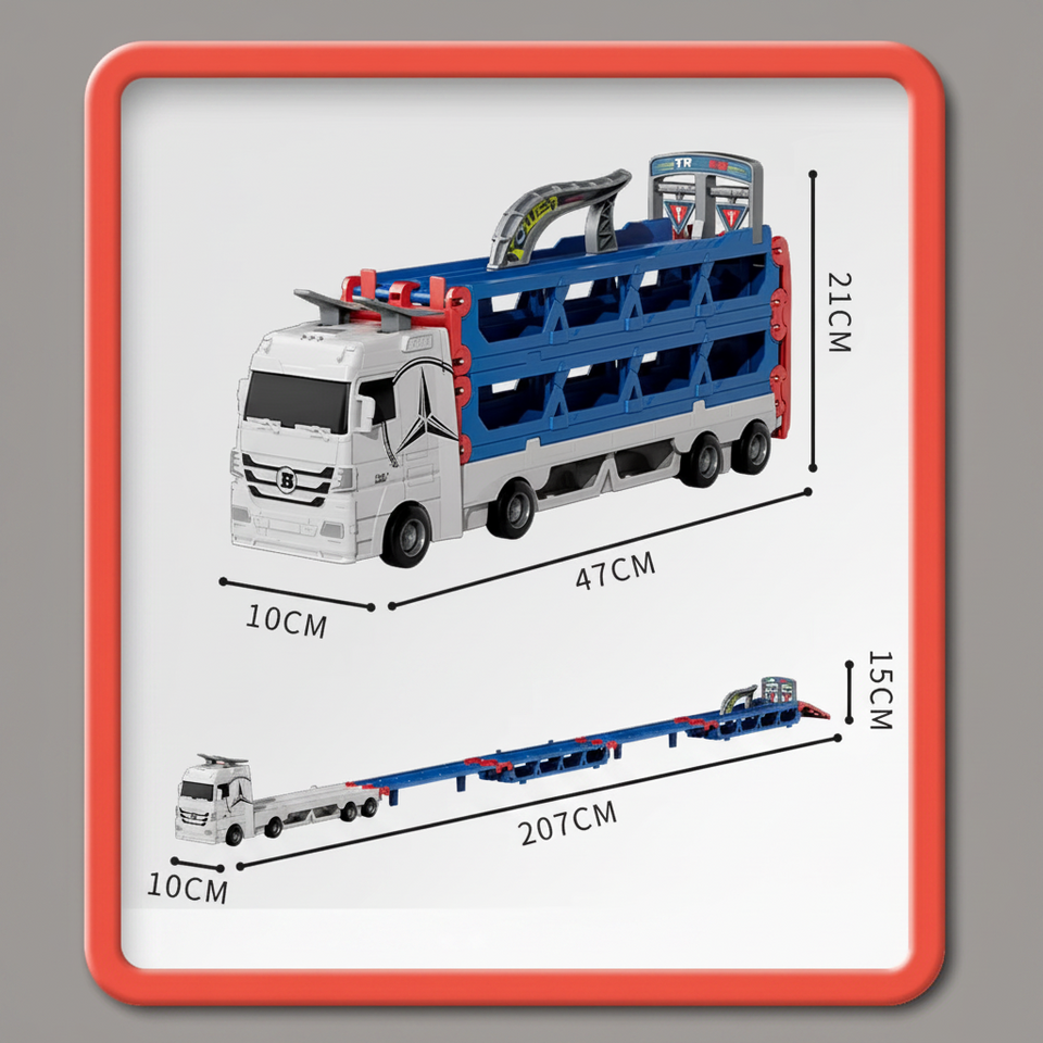 CarHauler – Verspielt & abenteuerlich – Autotransporter-Spielset mit Rennwagen