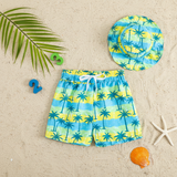 Beach Set – Farbenfroh & stilvoll – Badehose mit Aufdruck & Hut