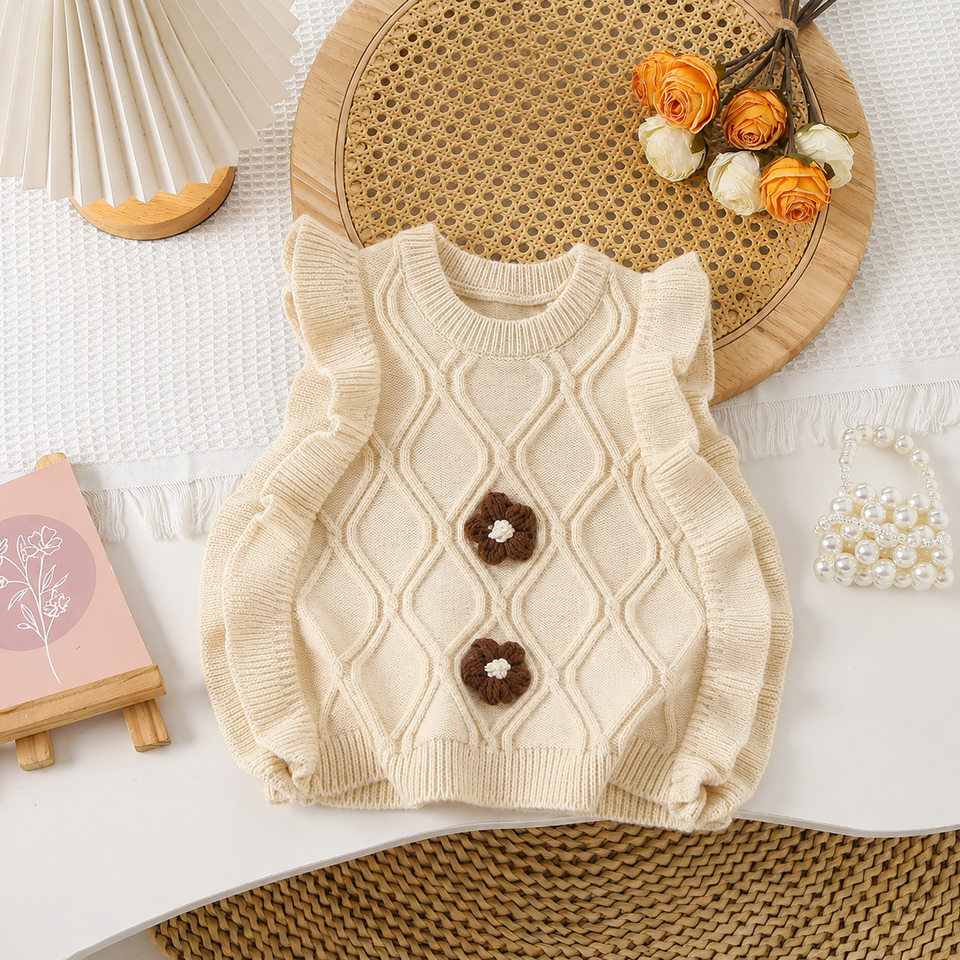 LittlePetal – Süß & bequem – Ärmellose Mädchenweste mit Blumenmuster