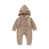 SoftKnit – Warm & niedlich – Gestrickter Baby-Strampler mit Kapuze