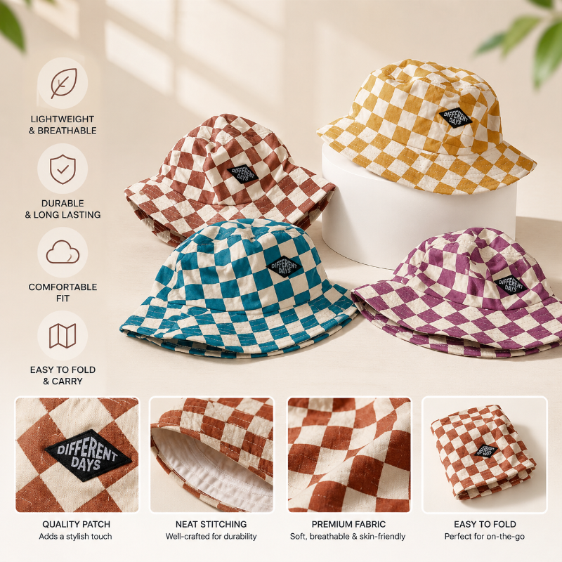 Bucket Hat – Niedlich & schützend – Kinderhut mit Karomuster