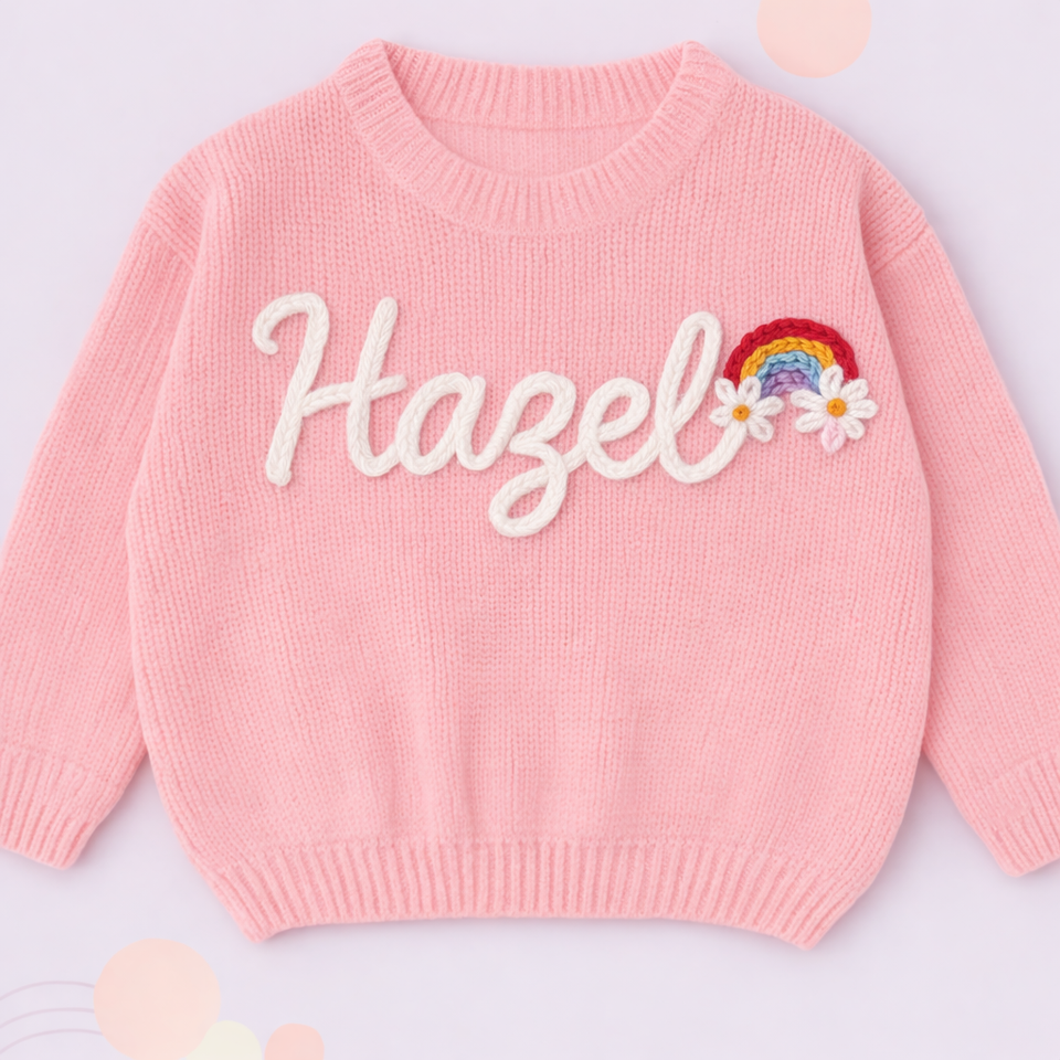 TinyStitch – Personalisierter Strickpullover mit Namen für Kinder