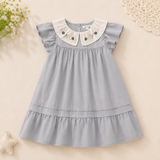 Short Sleeve Embroidery Dress – Elegant & Komfort – Boutique-Mädchenkleid